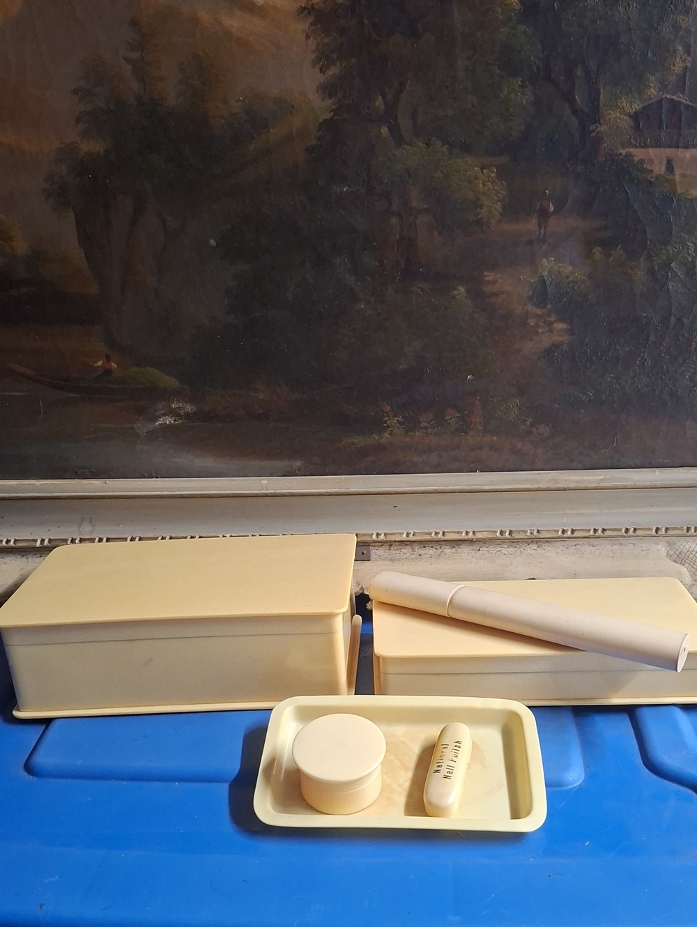 Vintage French Ivory Dresser Pieces